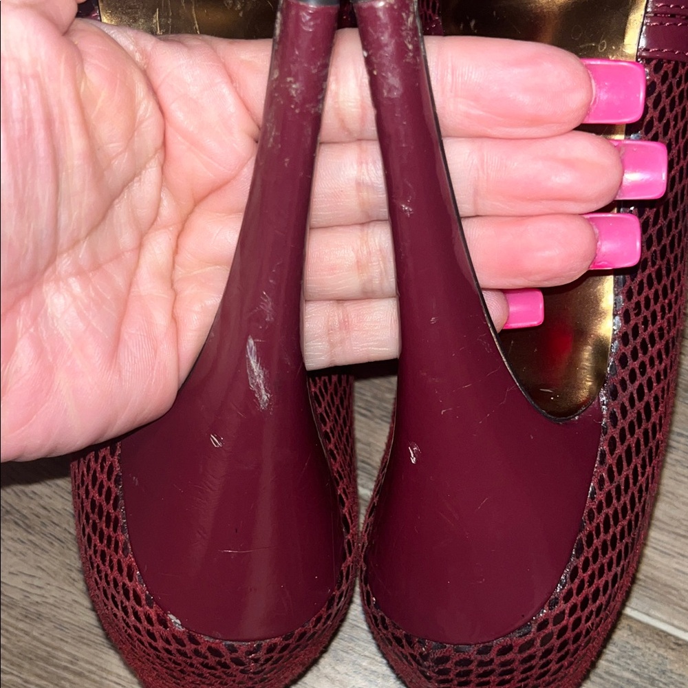Burgundy Peep-Toe Heels - Picture 7 of 8